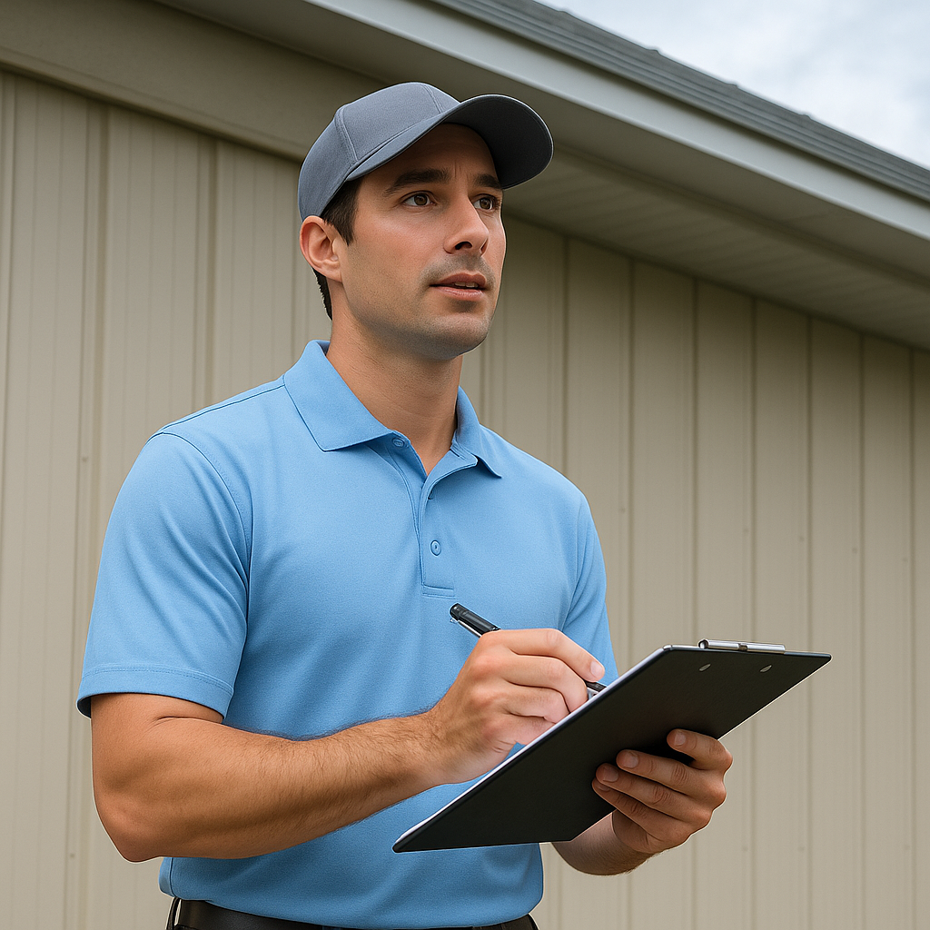 a technician for coastal shine property services gives a quote for exterior cleaning services in jacksonville florida